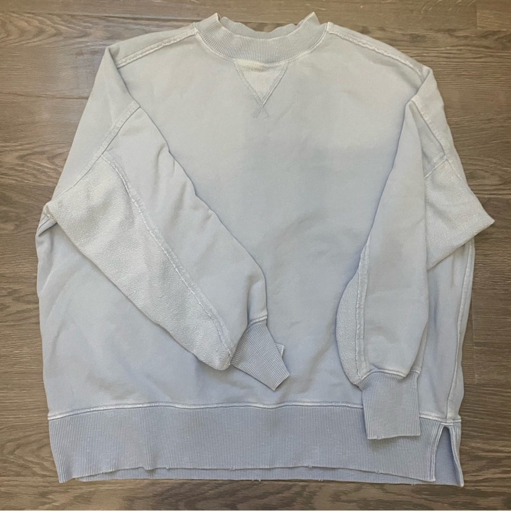 Aerie oversized distressed sweatshirt in powder blue